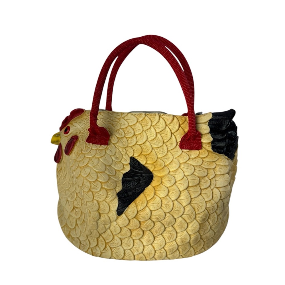 Novelty Chicken-Shaped Tote Bag in Yellow and Red